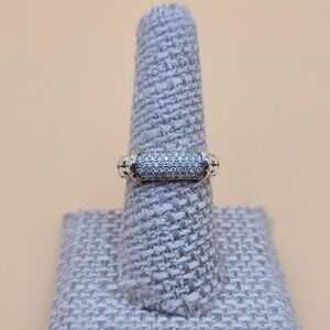 Size 8 Sterling Silver And 14kt Gold Pavement Diamond Ring A5303